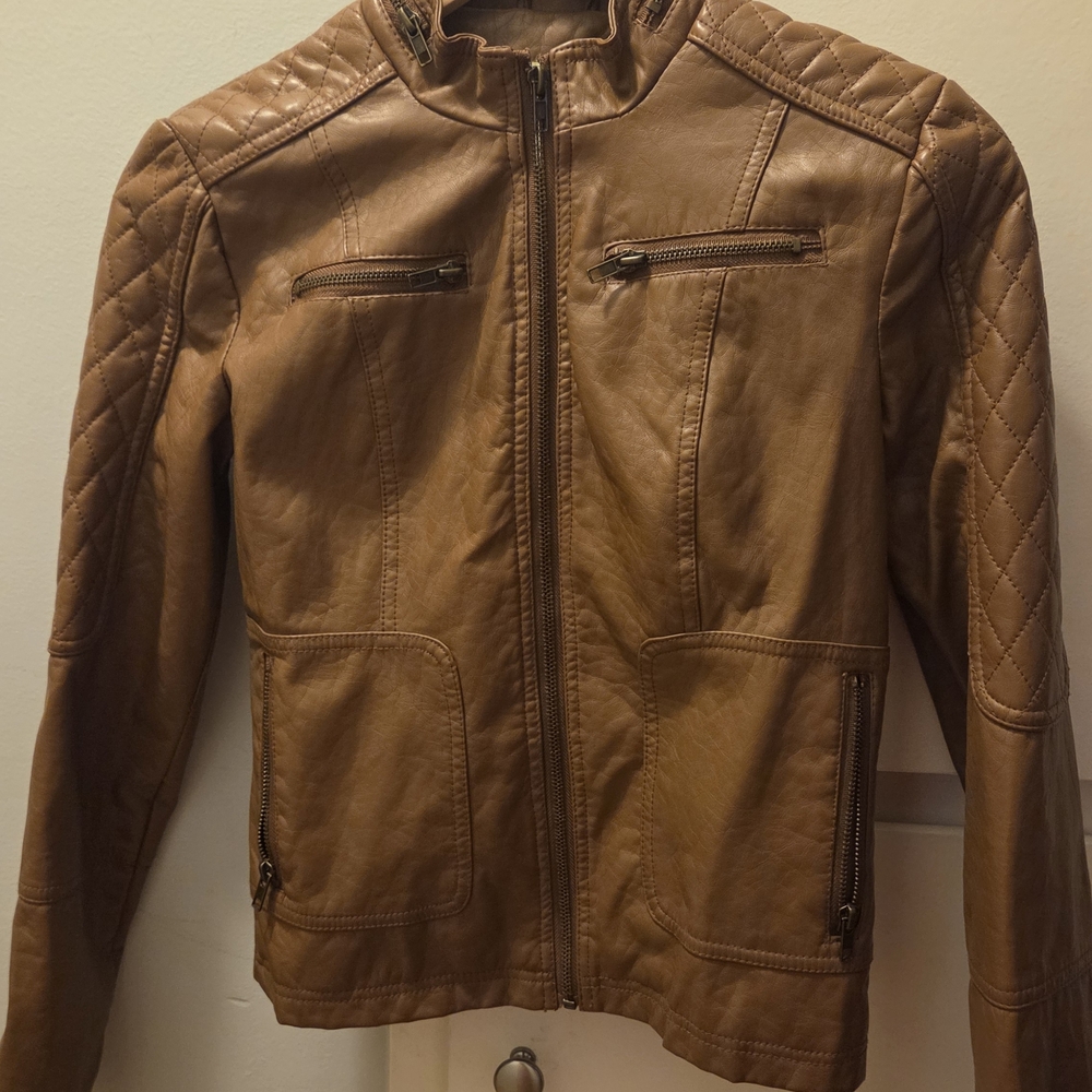 Brown Faux Leather Jacket